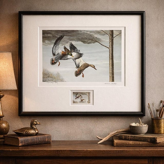 A refined and highly collectible wildlife composition by celebrated American artist Ray Harm, this signed and numbered...