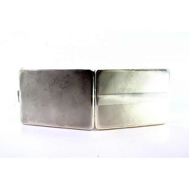 Guilloche Silver Cigarette Case with Bands Along the Length and Spring Lid., in Good conditions. Designed 1920 to 1949
