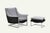 Armchair with Ottoman, realized in Italy in 1970s. Chromed steel and padded velvet. Armchair: 86 x 85 x 78 cm Ottoman: 43...