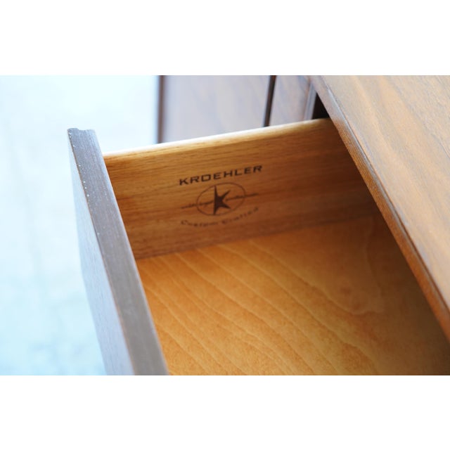 Wood 1960s Kroehler Mid-Century Modern Walnut Credenza Dresser With Rosewood Handles For Sale - Image 7 of 12