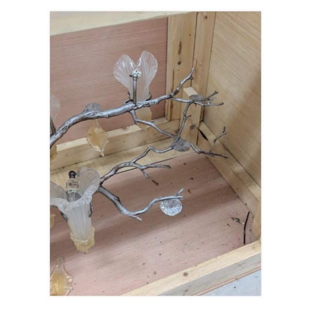 Glass Vintage Murano Gold Flake Glass Chandelier With "Silver" Branches For Sale - Image 7 of 9