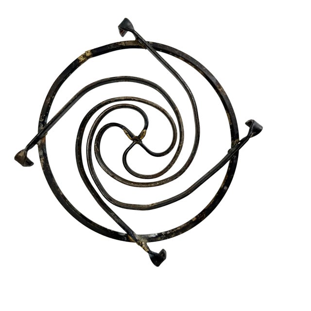 Folk Art Forged Steel Trivet For Sale