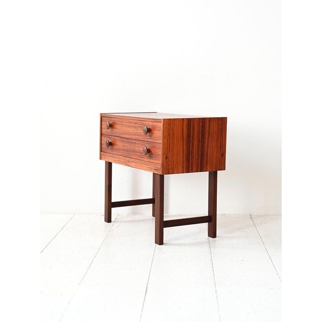 Vintage Scandinavian Rosewood Nightstand with Two Drawers, 1960s For Sale - Image 4 of 8