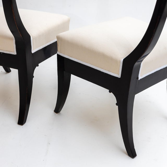 Wood Pair of Klismos Early 19th Century Ebonized Side Chairs For Sale - Image 7 of 9
