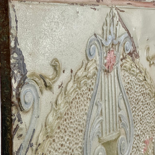 Architectural Salvaged Large Antique Frieze Interior Panel With Ornate Painted Relief Design For Sale In New York - Image 6 of 11