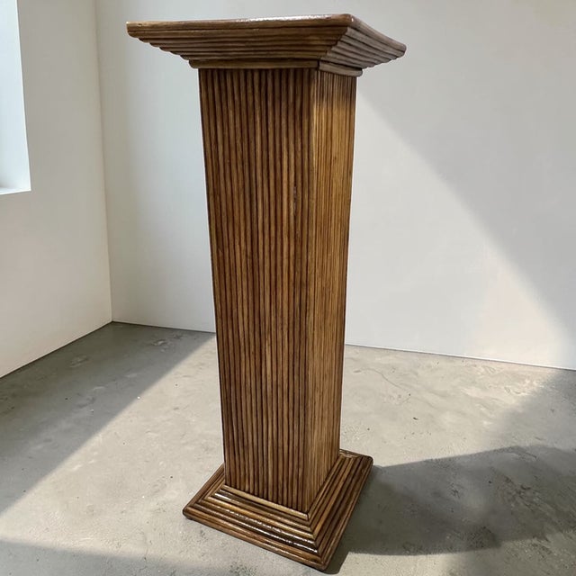 1960s Boho Chic Pencil Reed Pedestal Column Attributed to Gabriella Crespi - A Pair For Sale - Image 11 of 14