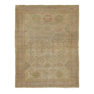Antique Turkish Rug With Intricate Floral Play in Beige & Pastels - Rug & Kilim For Sale
