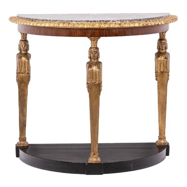 Antique Empire Style Console Table with Caryatids, 1880 For Sale