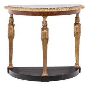 Antique Empire Style Console Table with Caryatids, 1880