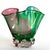 Signed David Van Noppen Ruffled Art Glass Vase in Emerald Green, Cranberry Pink & Blue For Sale In Raleigh - Image 6 of 8