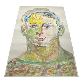 Contemporary Original E.J.Hartmann Abstract Portrait Painting Signed For Sale