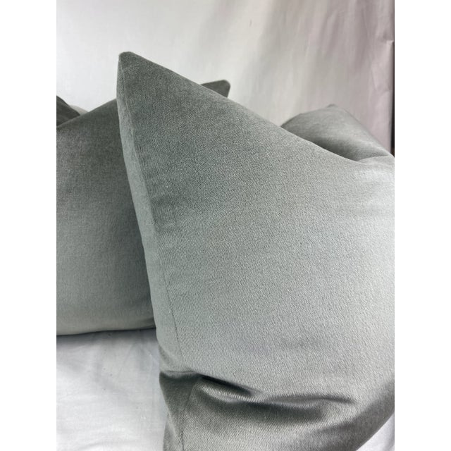 Transitional Holly Hunt "Take Direction" Eucalyptus Mohair 22" Pillows-A Pair For Sale - Image 3 of 5