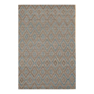 5x8 Timeless Trellis Gray Diamond Contemporary Hand Knotted Wool & Viscose Rug For Sale