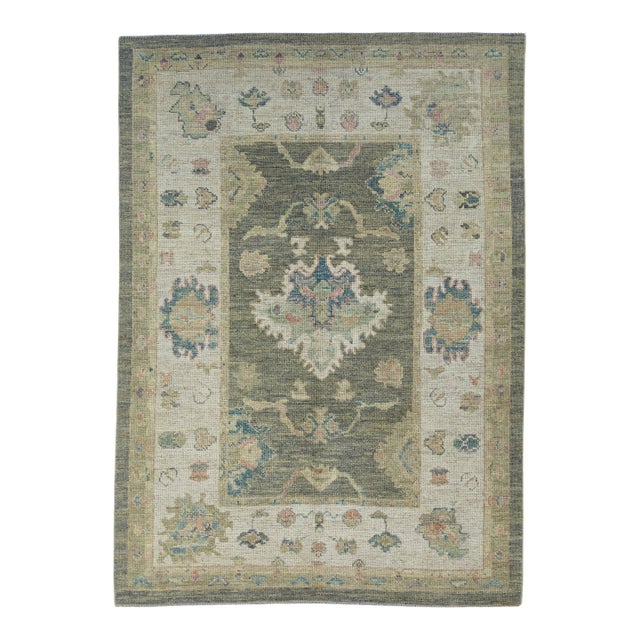 Turkish Oushak Rug 5'1" x 7'1" #17935 For Sale