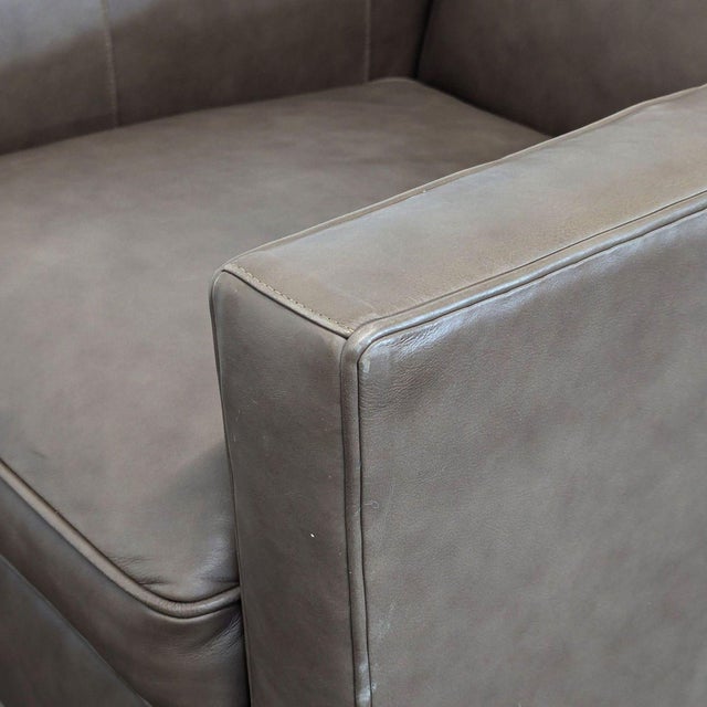 Lexington Taupe Leather Lounge Swivel Chair For Sale In San Francisco - Image 6 of 7