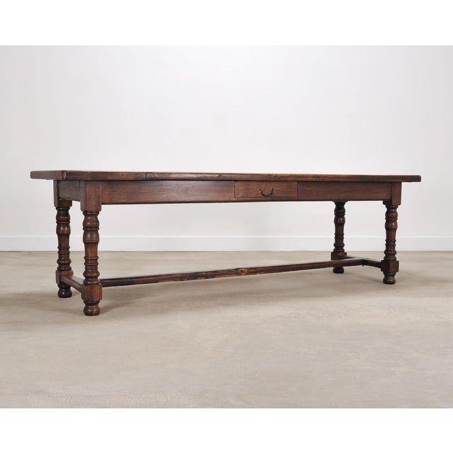 French Country Country French Oak Parquetry-Top Farmhouse Dining Table 8 Ft For Sale - Image 3 of 18