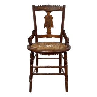 Late 20th Century Victorian Eastlake Side Chair With Cane Seat For Sale