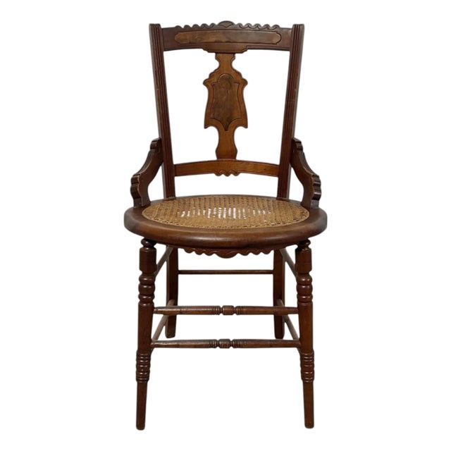 Late 20th Century Victorian Eastlake Side Chair With Cane Seat For Sale