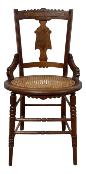 Late 20th Century Victorian Eastlake Side Chair With Cane Seat