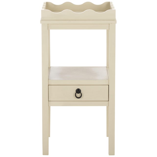 Darlyn Scalloped 1 Drawer Accent Table in Sand For Sale - Image 9 of 9