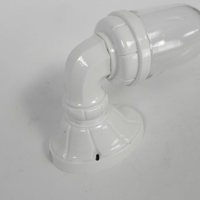 Porcelain Wall Lamp with Transparent Glass Shade, 1930s For Sale - Image 9 of 18