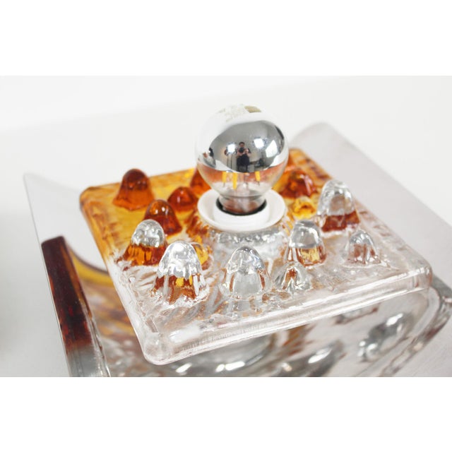 Murano Glass Wall Sconces attributed to AV Mazzega, 1970s, Set of 2 For Sale - Image 3 of 8