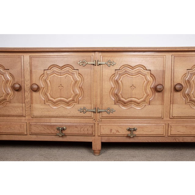 Large French Sideboard in Oak by Guillerme et Chambron for Votre Maison, 1960s For Sale - Image 16 of 18