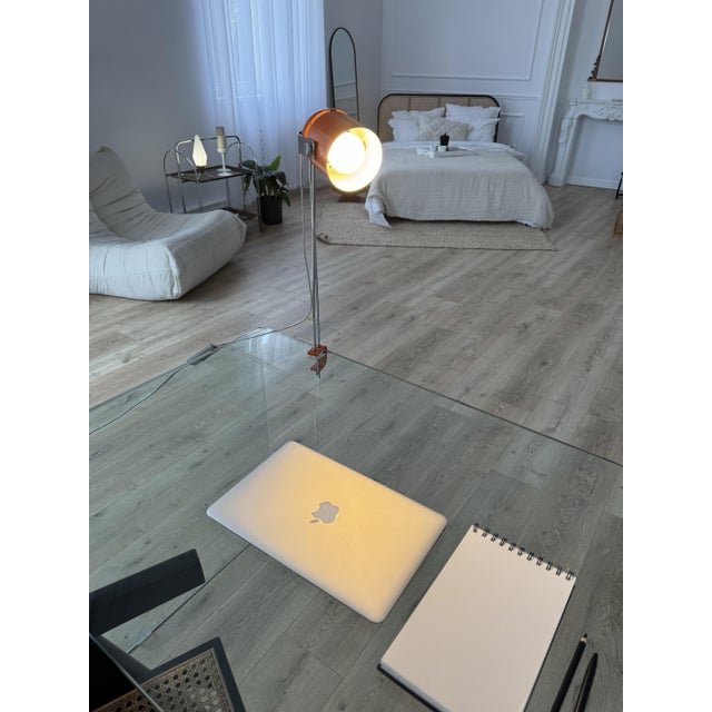 Vintage Space Age Desk Lamp in Orange & Chrome attributed to Stanislav Indra, 1970s For Sale - Image 6 of 11