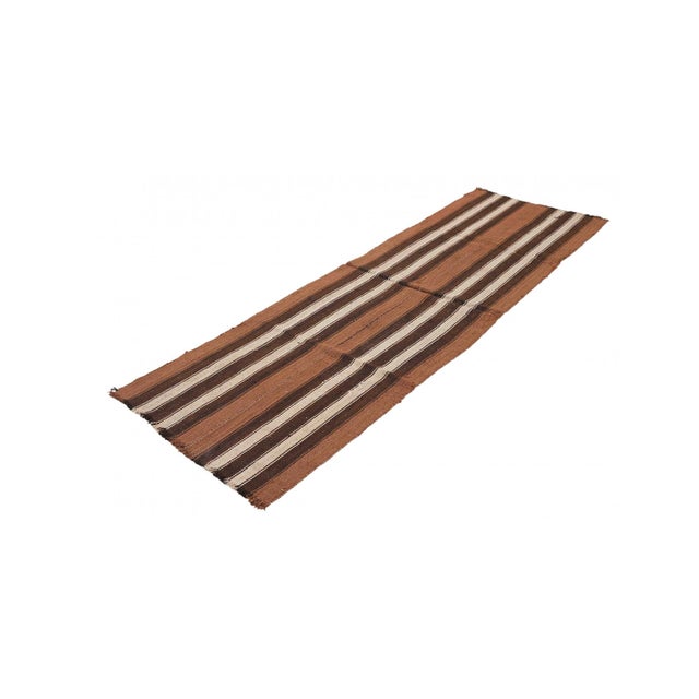 Mid-Century Modern Striped Brown Vintage Kilim Runner - 2`6″ X 8`2″ fT. For Sale - Image 3 of 6