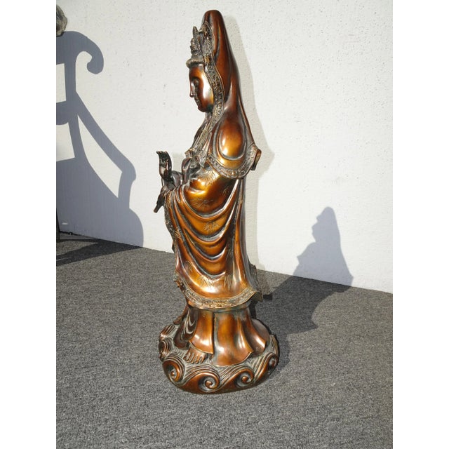 Vintage Quan Yin Bronze Colored Statue Guan Yin For Sale - Image 11 of 13