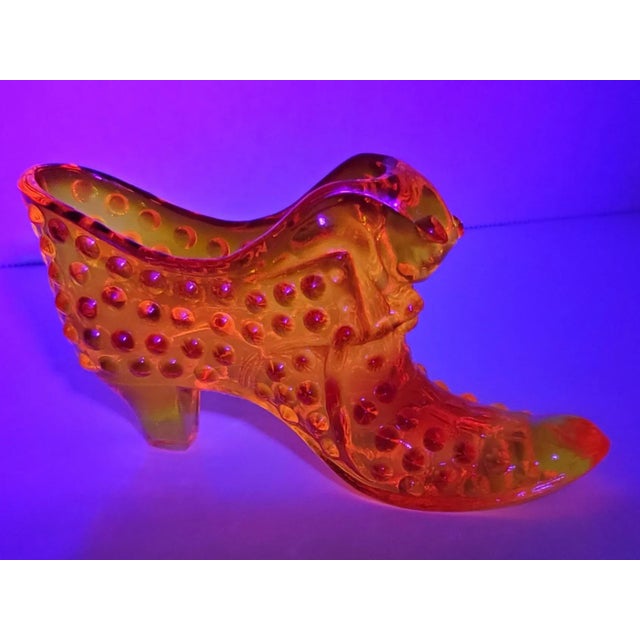 Mid-Century Modern 1960s Fenton Cathead Hobnail Tangerine Slipper Catchall For Sale - Image 3 of 8