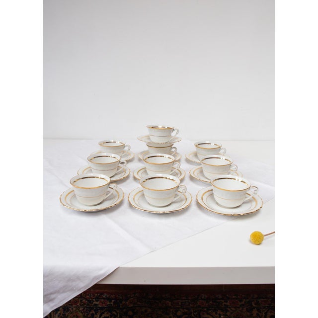 French Porcelain Tea or Coffee Cups and Saucers, Set of 20 For Sale - Image 5 of 8