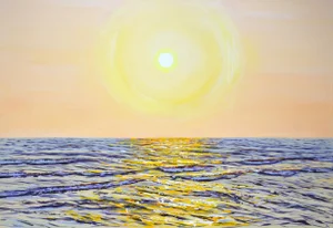 Sun Over the Ocean. Modern Original Hand Painting.