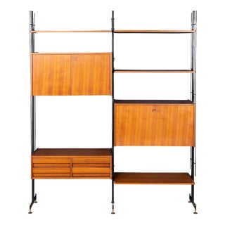 Italian Modular Teak Wall Cabinet, 1960s For Sale