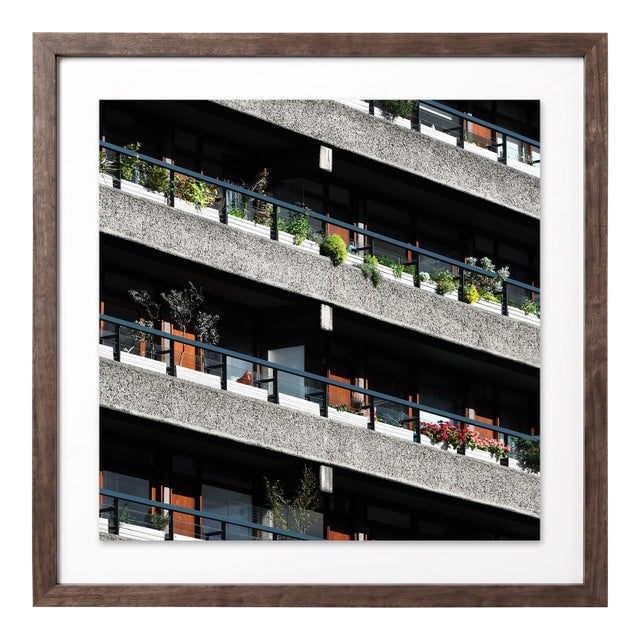 “Barbican 01” Giclee Archival Pigment Print 18x18 Framed in Walnut For Sale