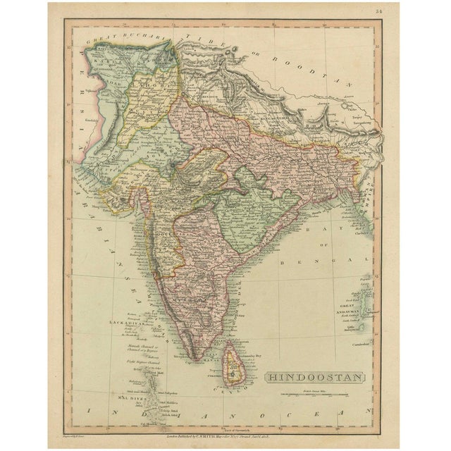 Map of Hindoostan British India by C. Smit, 1808 For Sale