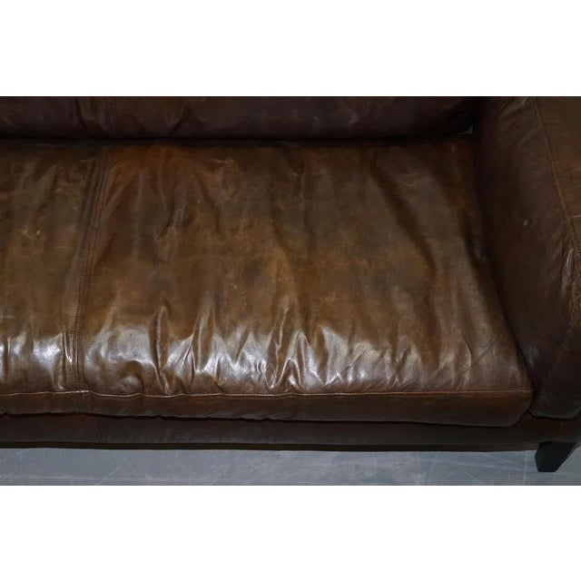 Vintage Brown Leather Sofa For Sale - Image 10 of 18