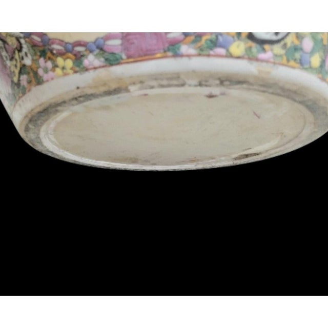 A vintage oversize massive porcelain Qionlong Famille Rose style Chinoiserie fish bowl planter. This is a wonderful piece,...