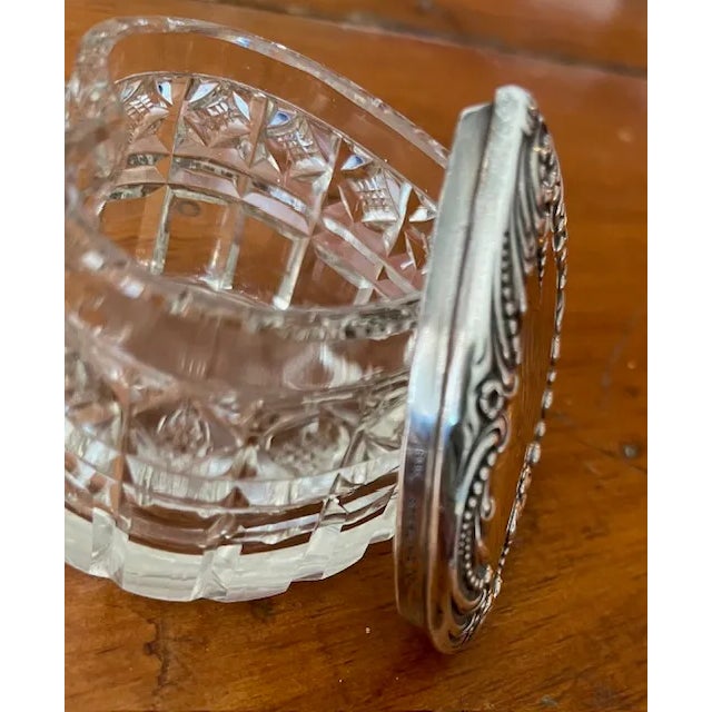 Late 19th Century Sterling Silver and Cut Crystal Heart Shaped Vanity Jar For Sale In Philadelphia - Image 6 of 9