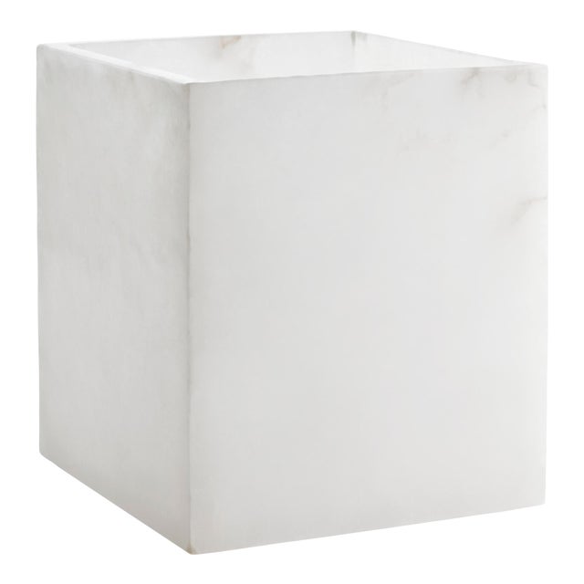 Alabaster Bath Accessories Waste Basket in White For Sale