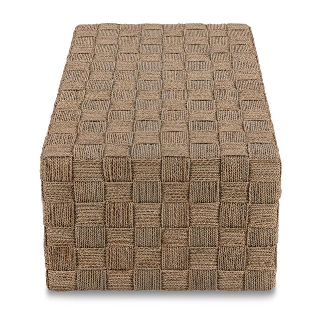 Contemporary Coastal Contemporary Basketweave Seagrass Coffee Table For Sale - Image 3 of 5