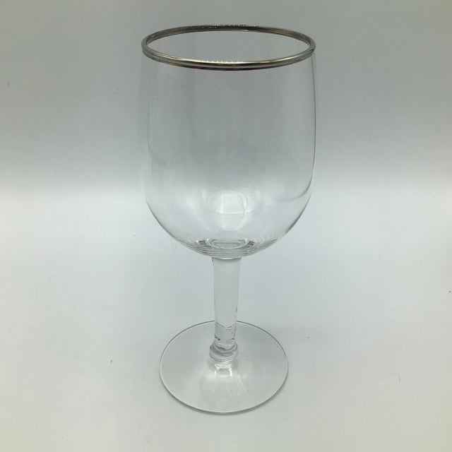 Traditional Platinum Rim Crystal Wine/Water Glasses-Set of 10 For Sale - Image 3 of 13