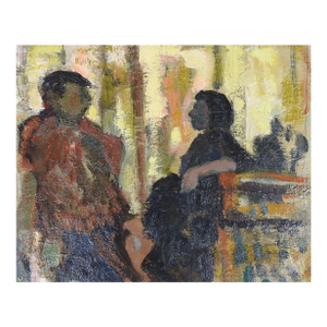 Mid 20th Century Impressionist Couple in Conversation Painting