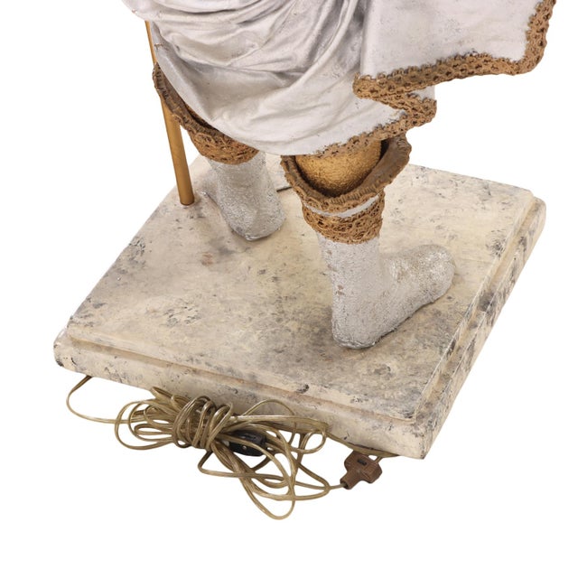 Late 20th Century. Theatrical Papier-Mâché Figural Lamp Bearers, Continental - a Pair For Sale - Image 9 of 10