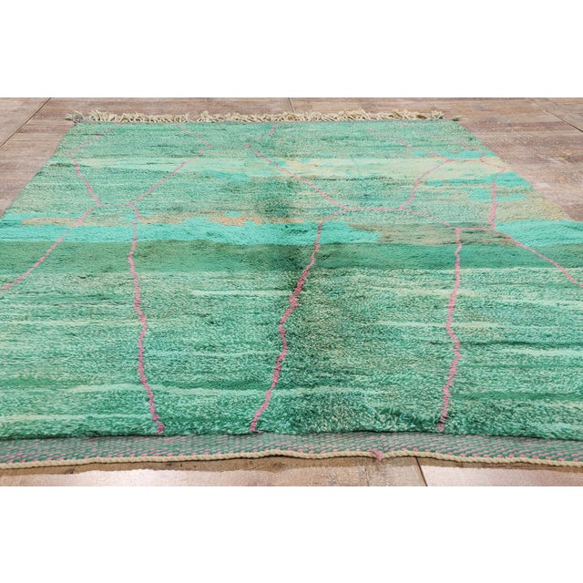 Green Beni Mrirt Moroccan Rug, 05'09 X 08'04 For Sale - Image 10 of 11