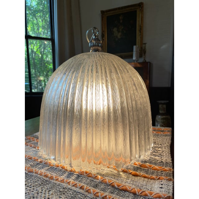 Mid 20th Century Large Midcentury Glass Dome Pendant Light For Sale - Image 5 of 12