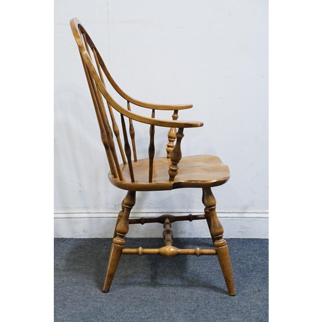 Wood Ethan Allen Circa 1776 Collection Solid Maple Early American Bowback Windsor Dining Arm Chair 18-6211a For Sale - Image 7 of 10