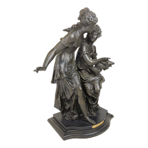Patinated Bronze Pair on Mounted Wooden Base