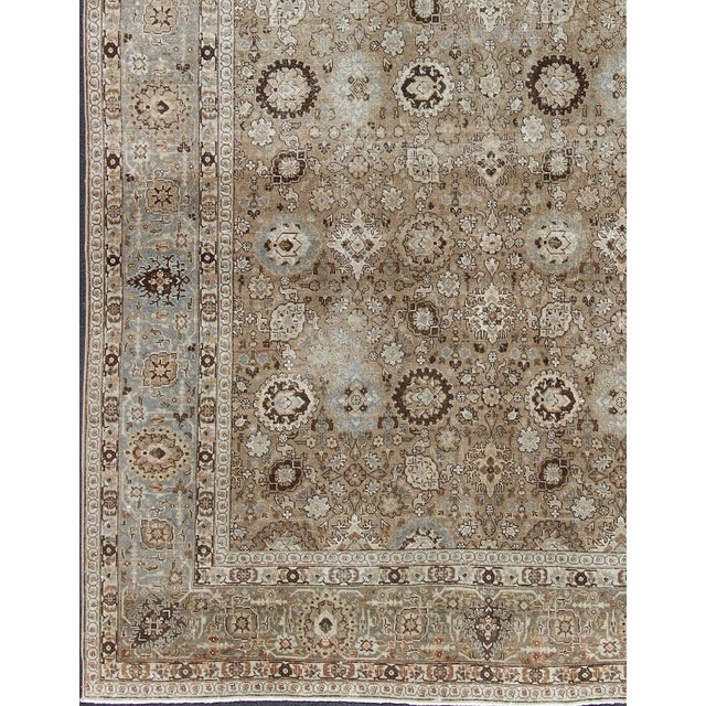 Tabriz Antique rug from Persia with all-over Floral Geometric design in earth tones, rug 18-0803, country of origin /...