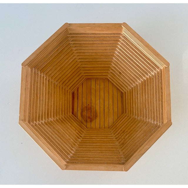 Vintage Tramp Art Style Octagonal Popsicle Stick Catchall Bowl For Sale - Image 4 of 10